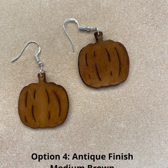 Leather Pumpkin Earrings! - Picture 6 of 6